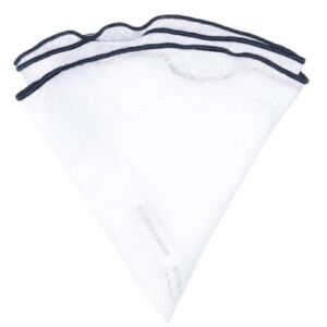 EDWARD ARMAH MENS ROUND LINEN POCKET CIRCLE WHITE WITH BLACK TRIM NWOT
